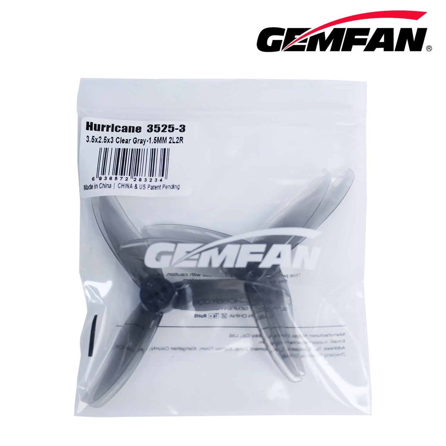 Gemfan Hurricane 3525-3 PC 3.5” Clear Gray (2CW+2CCW)