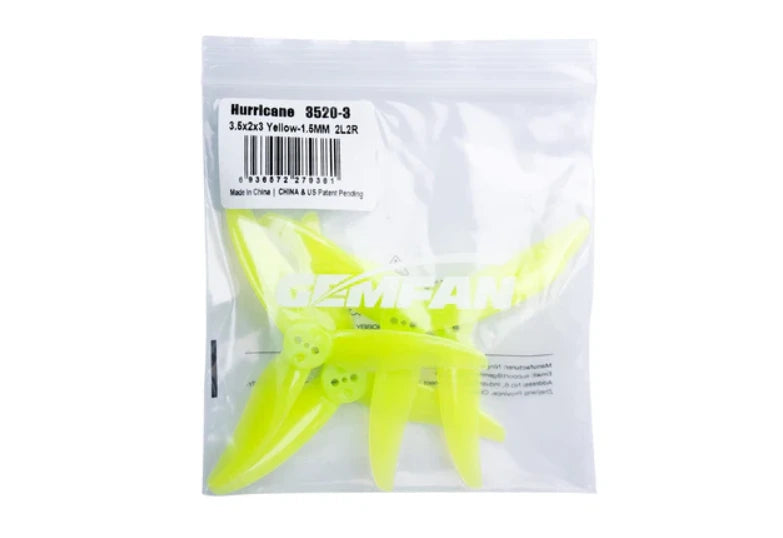 Gemfan Hurricane 3520-3 PC Durable 1.5mm - Yellow - (2CCW+2CW)