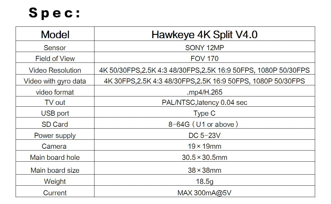 Hawkeye 4K Split Cam V4