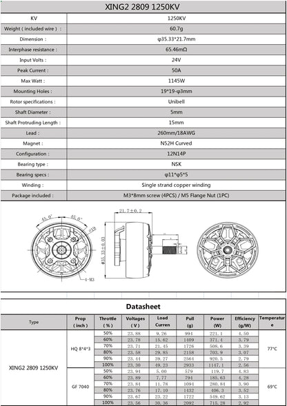 iFlight XING2 2809 Black 1250KV