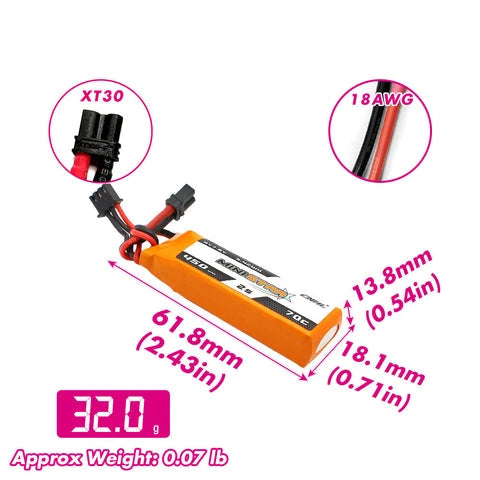 CNHL LiPo 2S 7.6V 450mAh 70C XT30 (3 pcs)