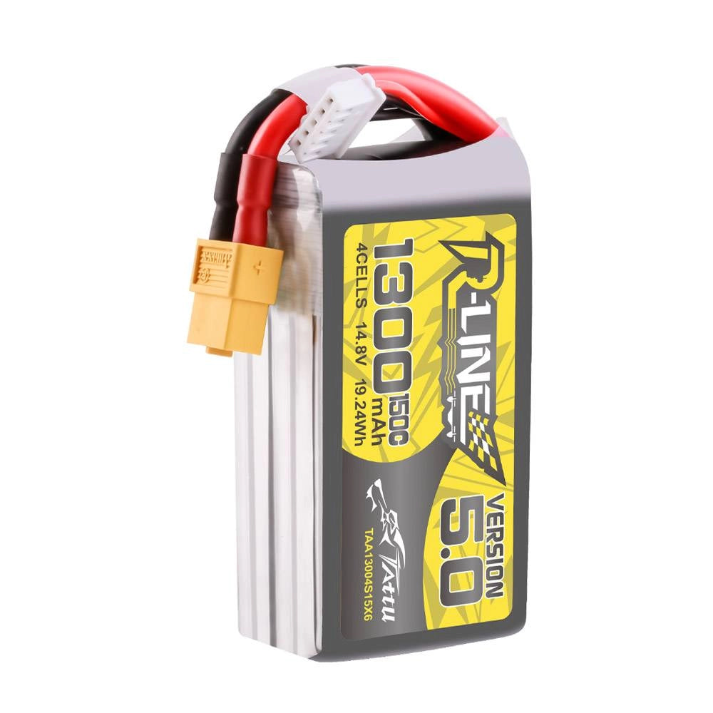 Tattu R-Line 5.0 1300mAh 4S 150C FPV drooni aku kõrge jõudlusega lennuks